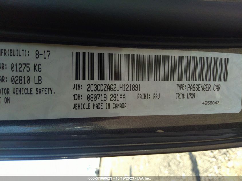 2018 DODGE CHALLENGER SXT - 2C3CDZAG2JH121891