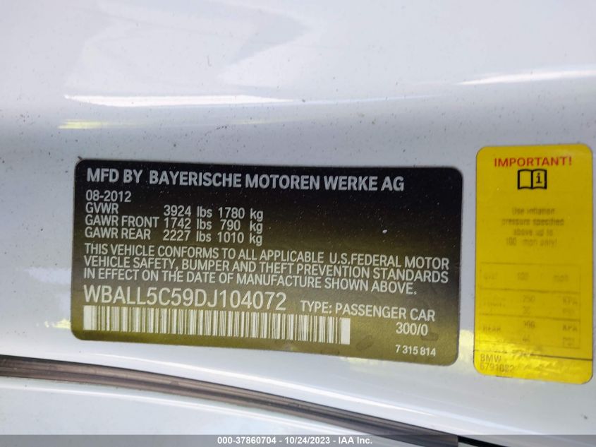 2013 BMW Z4 SDRIVE28I WBALL5C59DJ104072