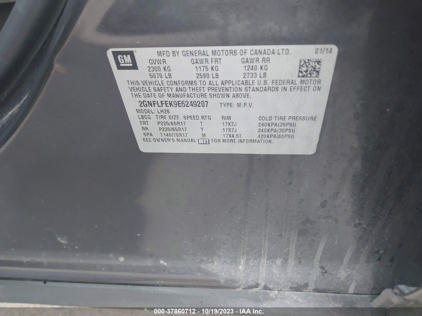 2014 CHEVROLET EQUINOX LT - 2GNFLFEK9E6249207