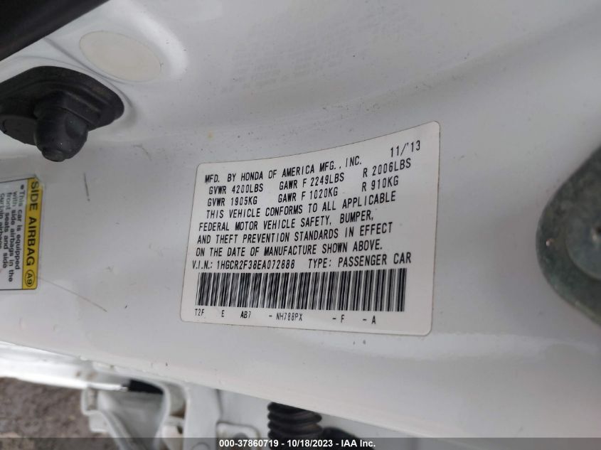 2014 HONDA ACCORD SEDAN LX - 1HGCR2F38EA072888