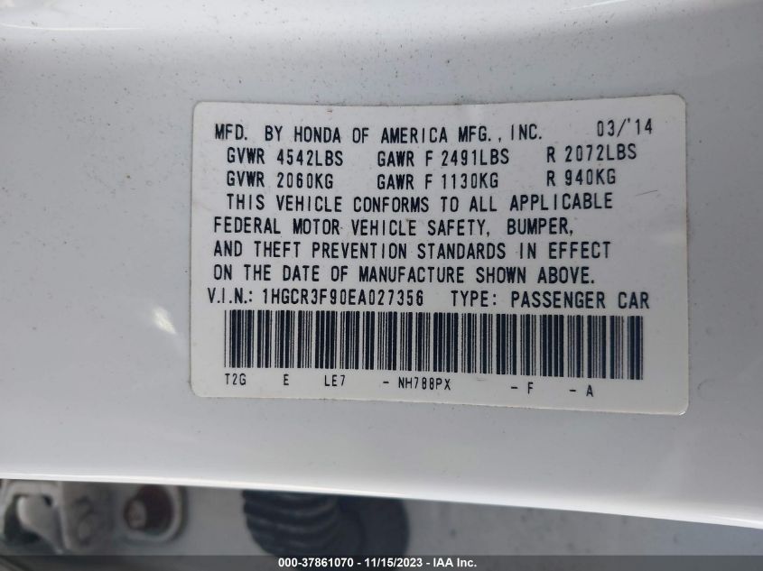 2014 HONDA ACCORD TOURING - 1HGCR3F90EA027356