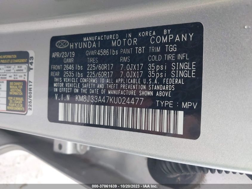 2019 HYUNDAI TUCSON VALUE - KM8J33A47KU024477