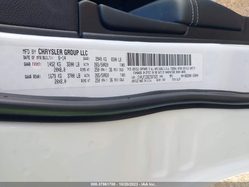 2014 JEEP GRAND CHEROKEE OVERLAND - 1C4RJFCG5EC587625
