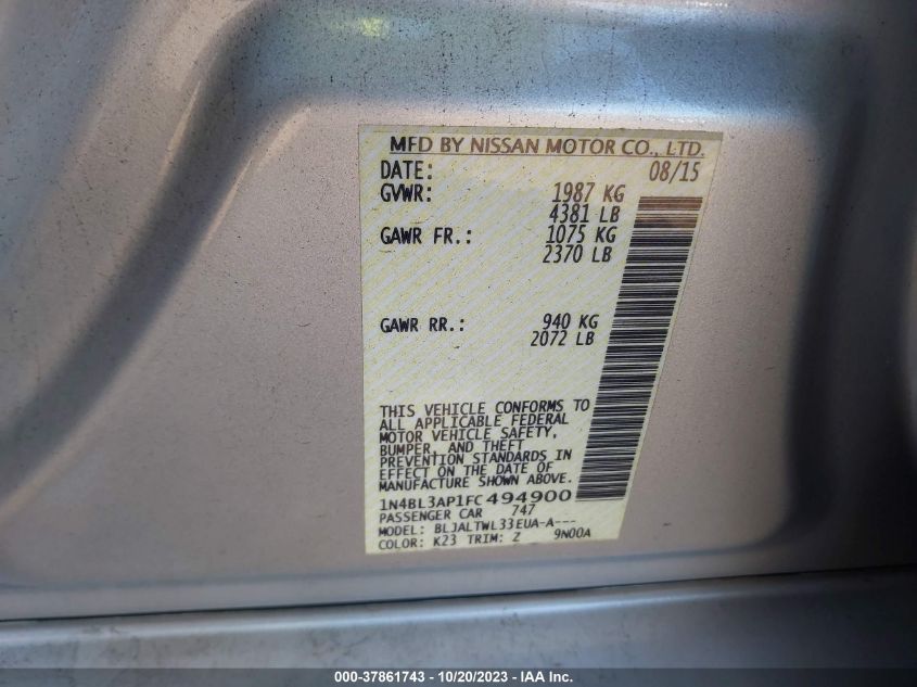 2015 NISSAN ALTIMA 3.5S/3.5SV/3.5SL - 1N4BL3AP1FC494900
