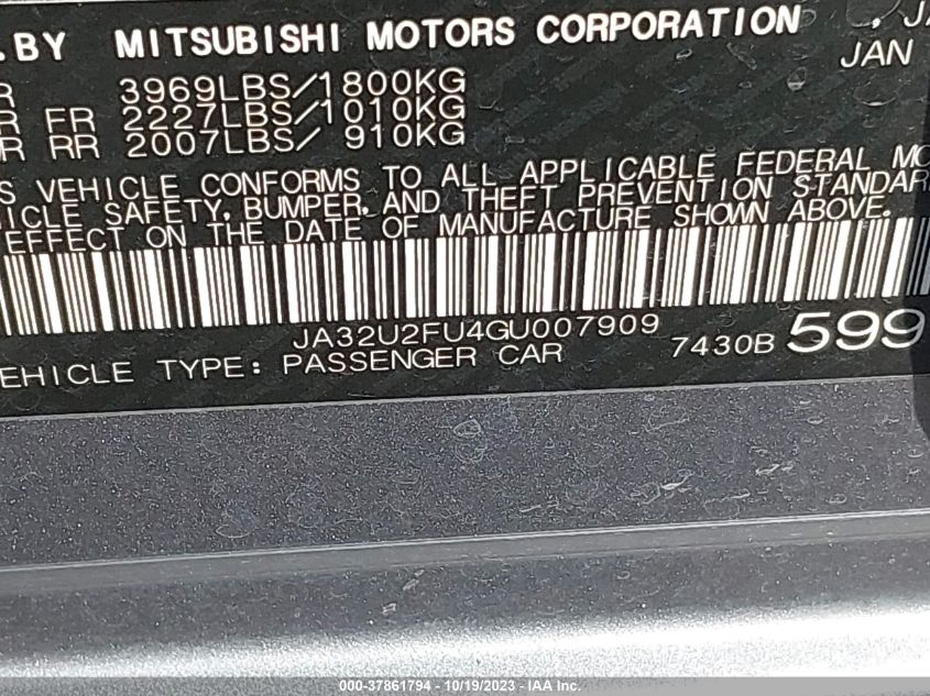 2016 MITSUBISHI LANCER ES - JA32U2FU4GU007909