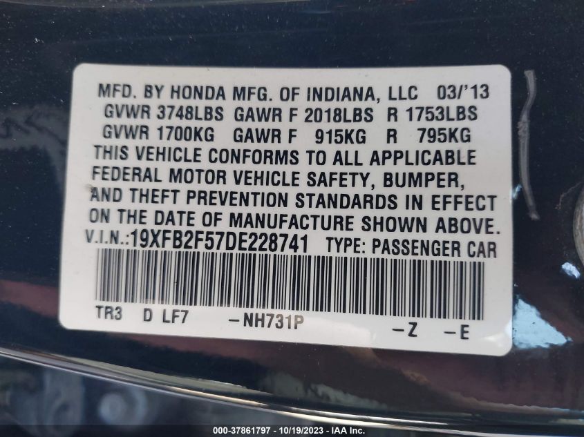 2013 HONDA CIVIC LX - 19XFB2F57DE228741