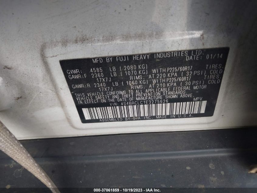 2014 SUBARU OUTBACK 2.5I LIMITED - 4S4BRCLC1E3275626