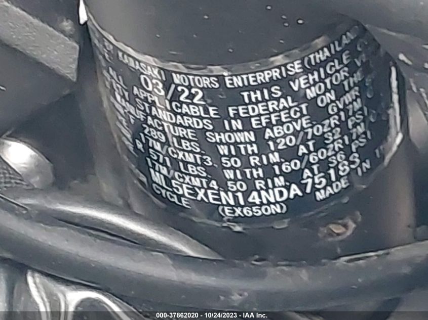 2022 KAWASAKI EX650 N - ML5EXEN14NDA75183