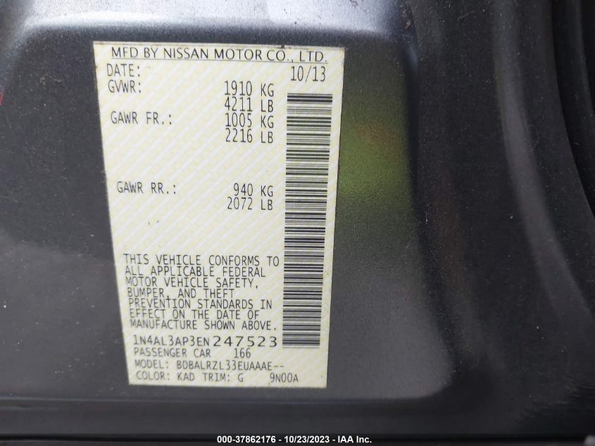 2014 NISSAN ALTIMA 2.5 S - 1N4AL3AP3EN247523