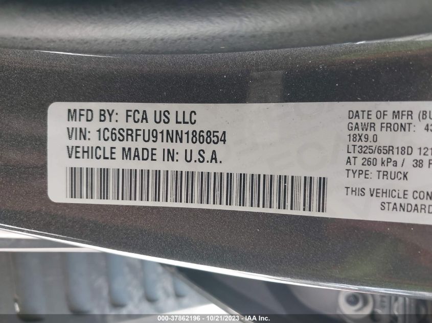 2022 RAM 1500 TRX - 1C6SRFU91NN186854
