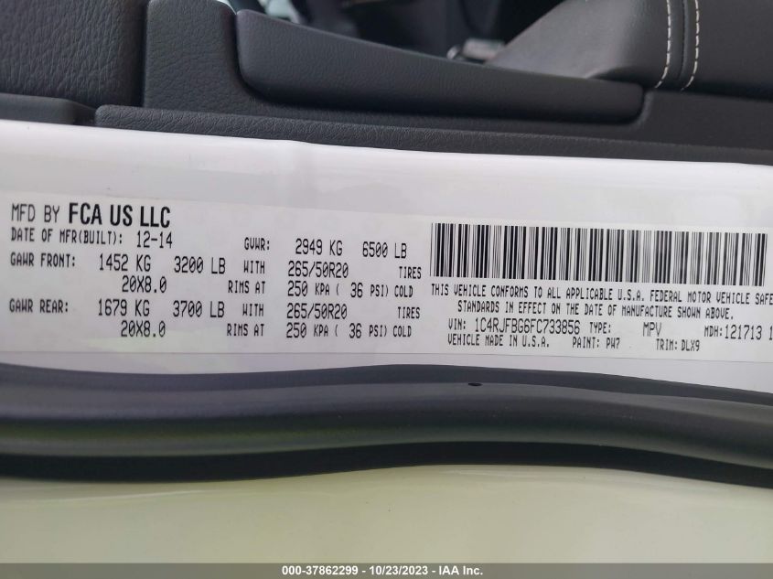 2015 JEEP GRAND CHEROKEE LIMITED - 1C4RJFBG6FC733856