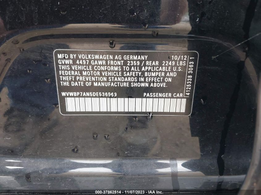 2013 VOLKSWAGEN CC SPORT - WVWBP7AN5DE536569
