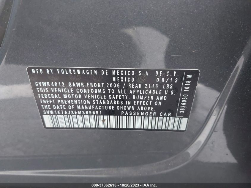 2014 VOLKSWAGEN JETTA SEDAN S 3VW1K7AJXEM369691