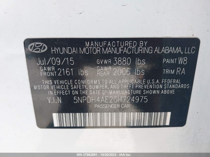 2016 HYUNDAI ELANTRA SE - 5NPDH4AE2GH724975