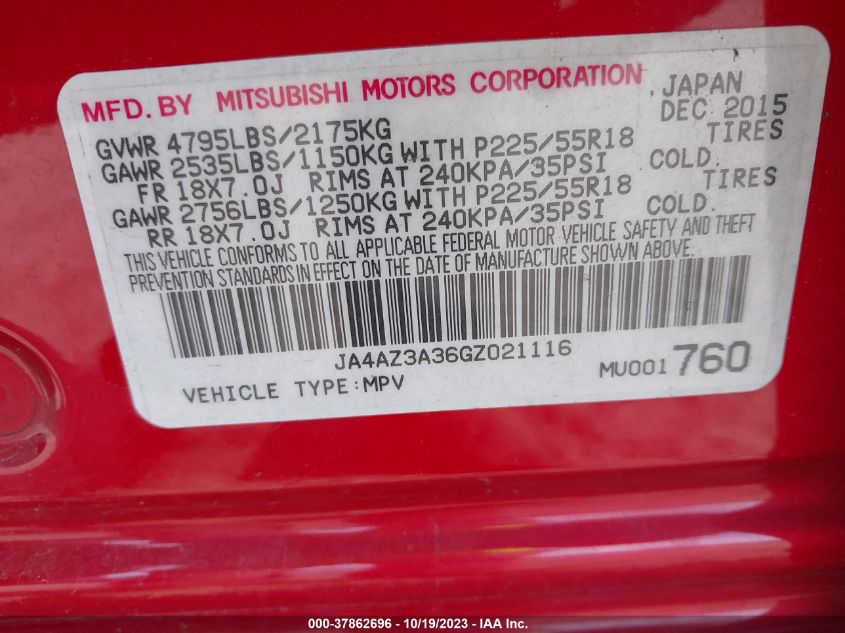 2016 MITSUBISHI OUTLANDER SE/SEL/ES - JA4AZ3A36GZ021116