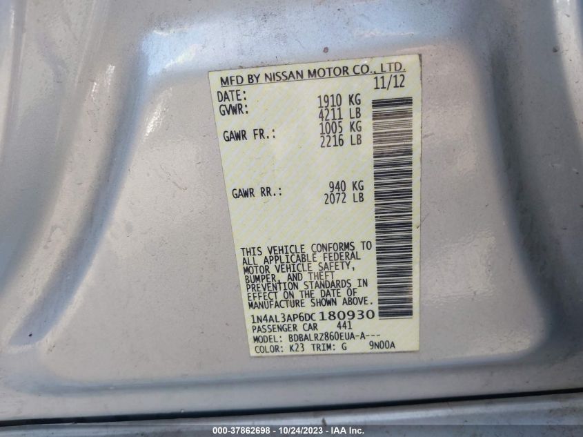 2013 NISSAN ALTIMA 2.5 S - 1N4AL3AP6DC180930