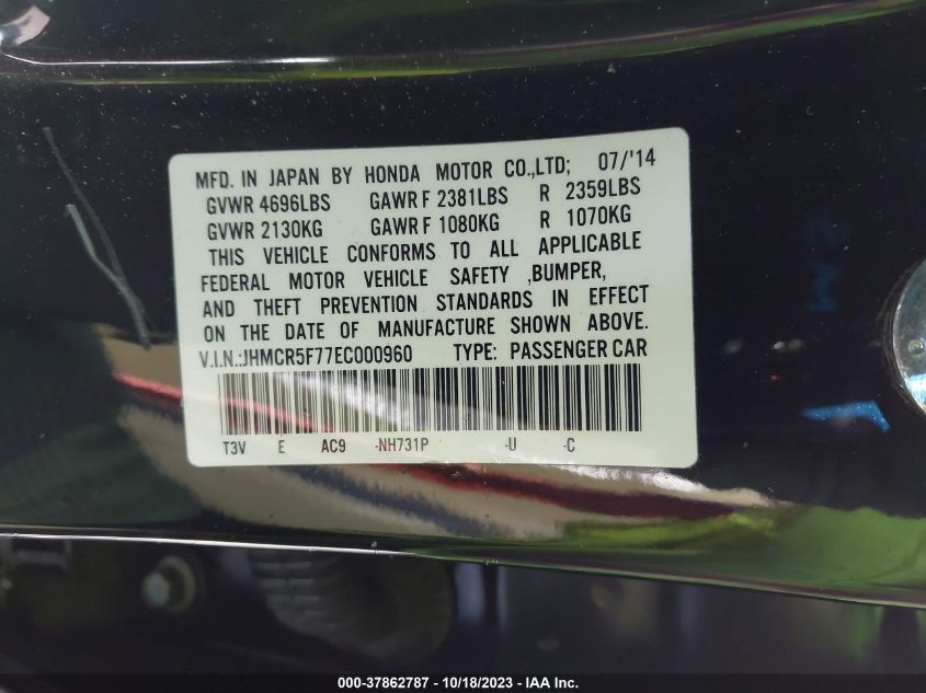 2014 HONDA ACCORD PLUG-IN HYBRID - JHMCR5F77EC000960