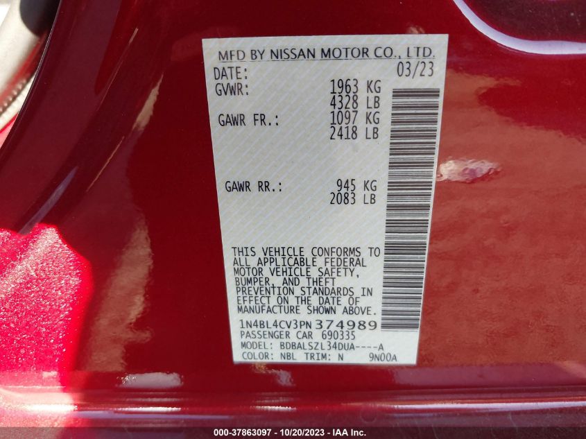 2023 NISSAN ALTIMA 2.5 SR - 1N4BL4CV3PN374989