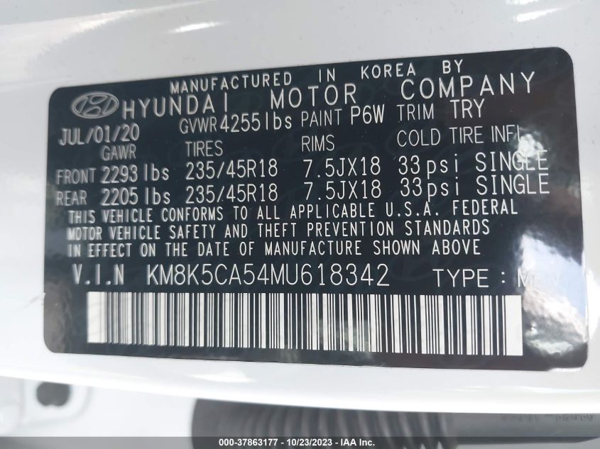 2021 HYUNDAI KONA ULTIMATE - KM8K5CA54MU618342