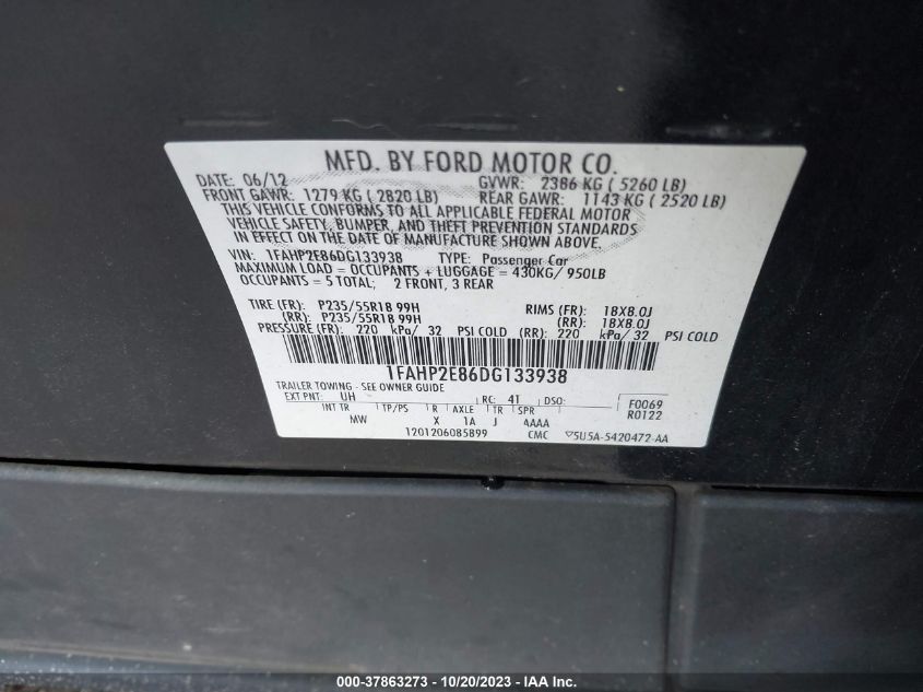 1FAHP2E86DG133938 | 2013 FORD TAURUS