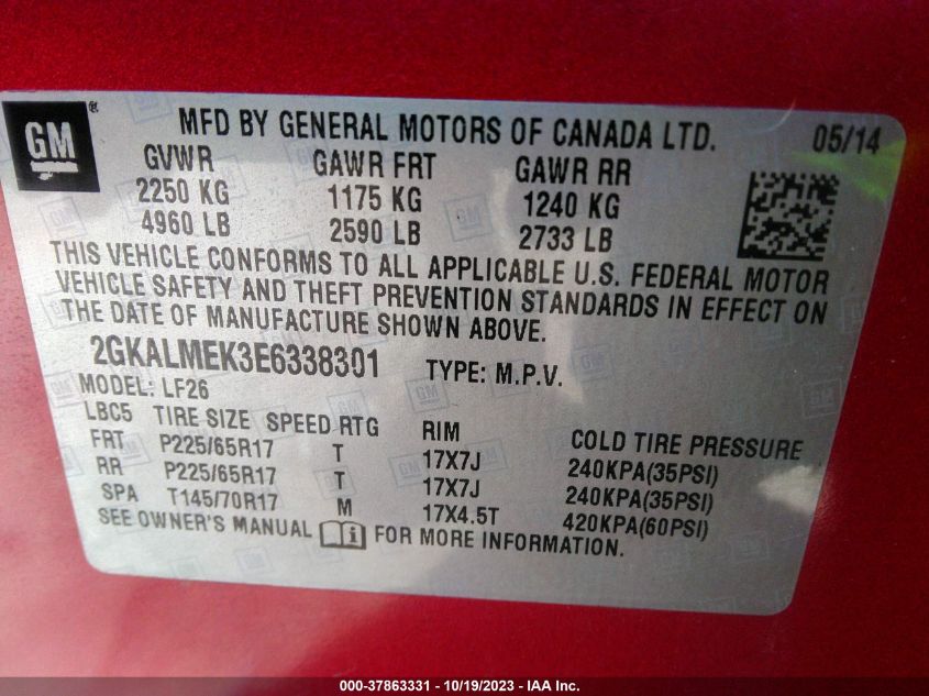 2014 GMC TERRAIN SLE - 2GKALMEK3E6338301