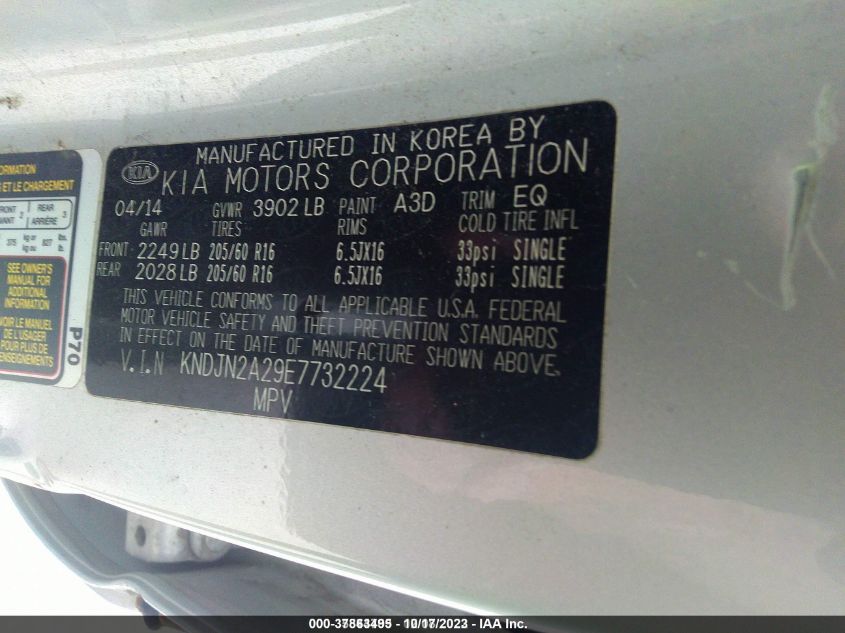 2014 KIA SOUL BASE - KNDJN2A29E7732224