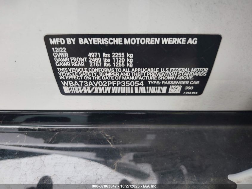 2023 BMW 4 SERIES 430I XDRIVE WBA73AV02PFP35054