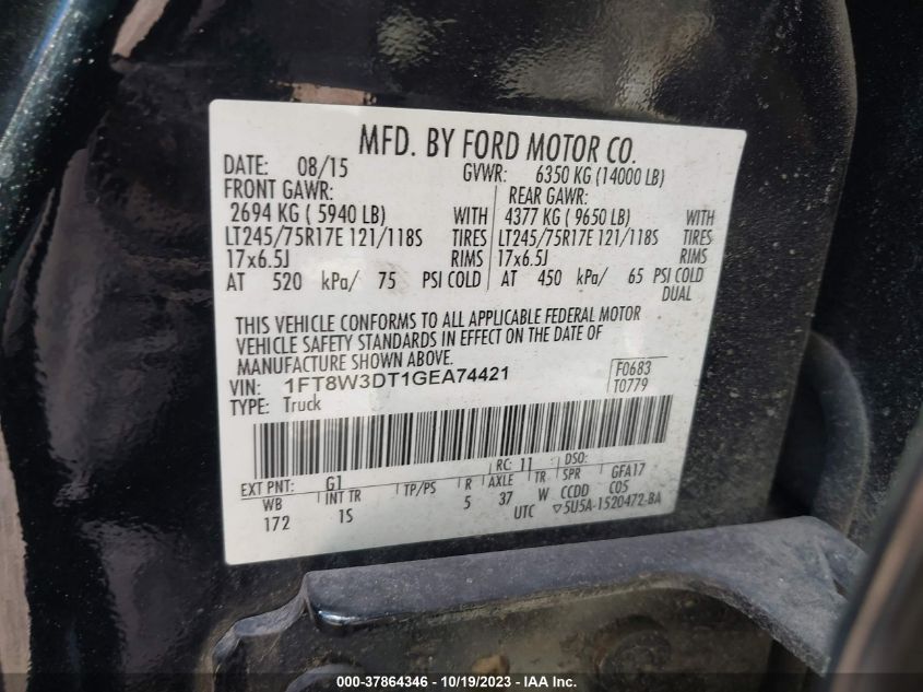 2016 FORD F350 SUPER DUTY 1FT8W3DT1GEA74421