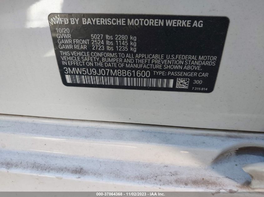 2021 BMW 3 SERIES M340I XDRIVE - 3MW5U9J07M8B61600