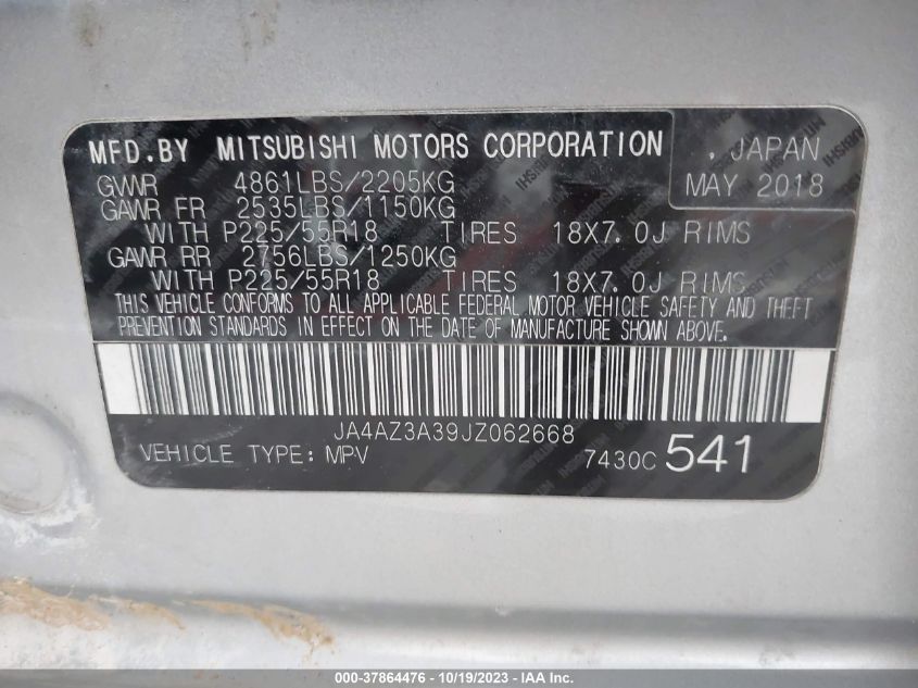 2018 MITSUBISHI OUTLANDER ES/SE/SEL/LE - JA4AZ3A39JZ062668