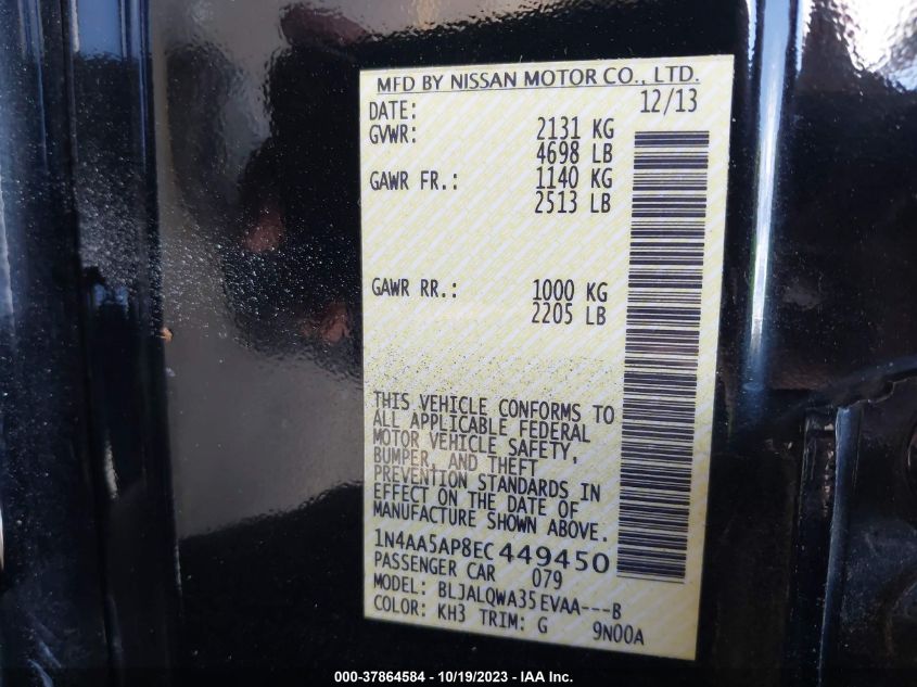2014 NISSAN MAXIMA 3.5 S - 1N4AA5AP8EC449450