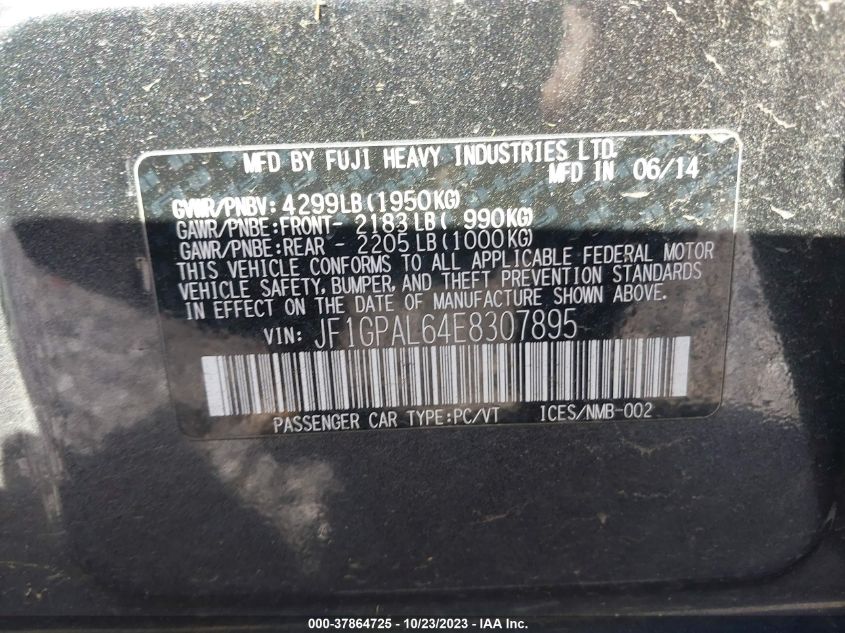 2014 SUBARU IMPREZA 2.0I SPORT PREMIUM - JF1GPAL64E8307895