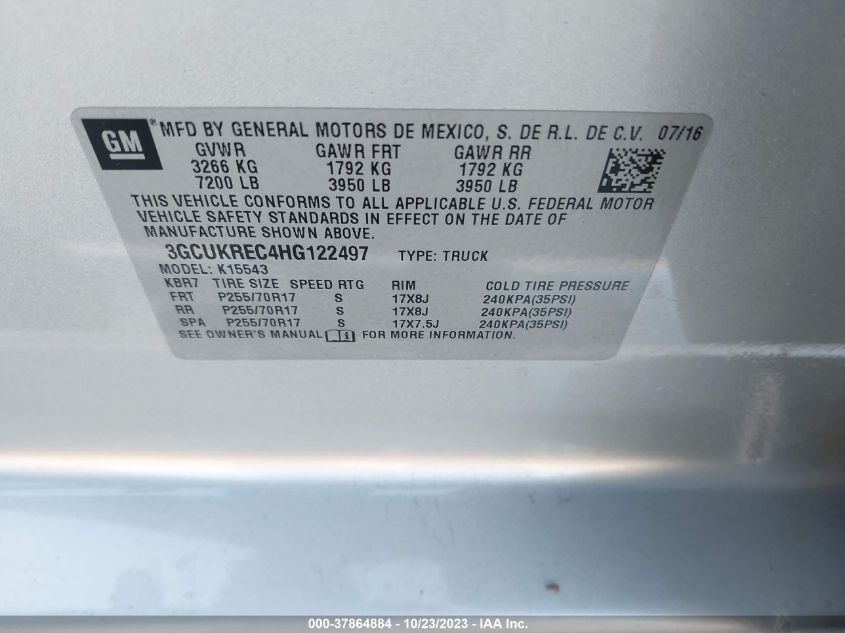 2017 CHEVROLET SILVERADO 1500 LT - 3GCUKREC4HG122497