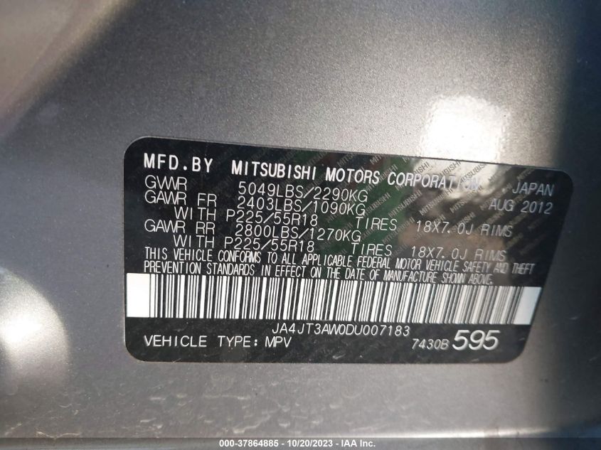 2013 MITSUBISHI OUTLANDER SE - JA4JT3AW0DU007183