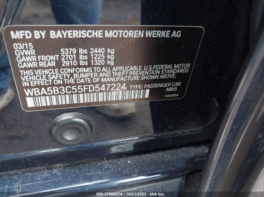 2015 BMW 5 SERIES 535I XDRIVE WBA5B3C55FD547224