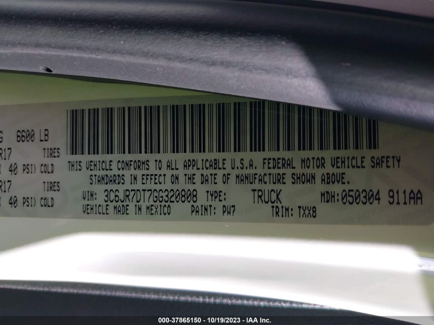 2016 RAM 1500 TRADESMAN - 3C6JR7DT7GG320808