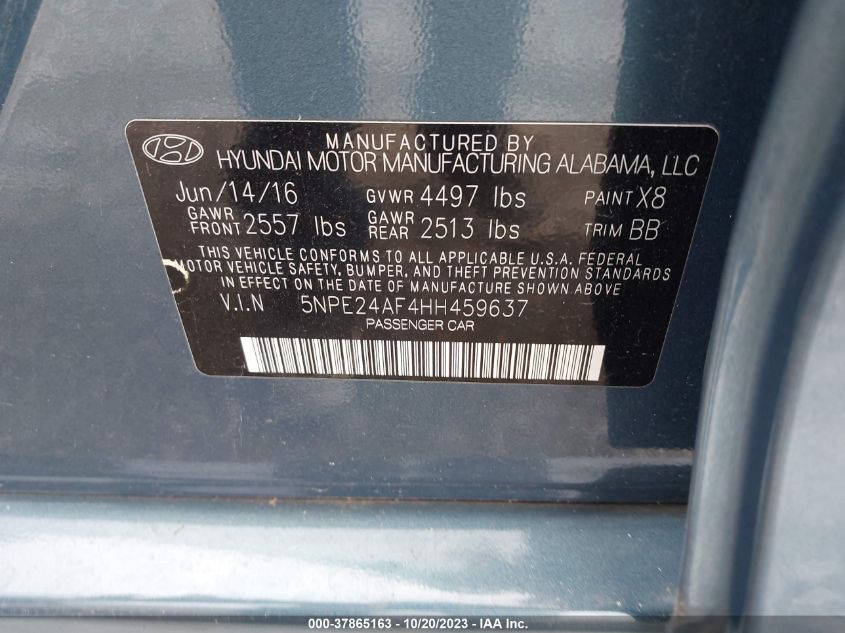 2017 HYUNDAI SONATA SE - 5NPE24AF4HH459637