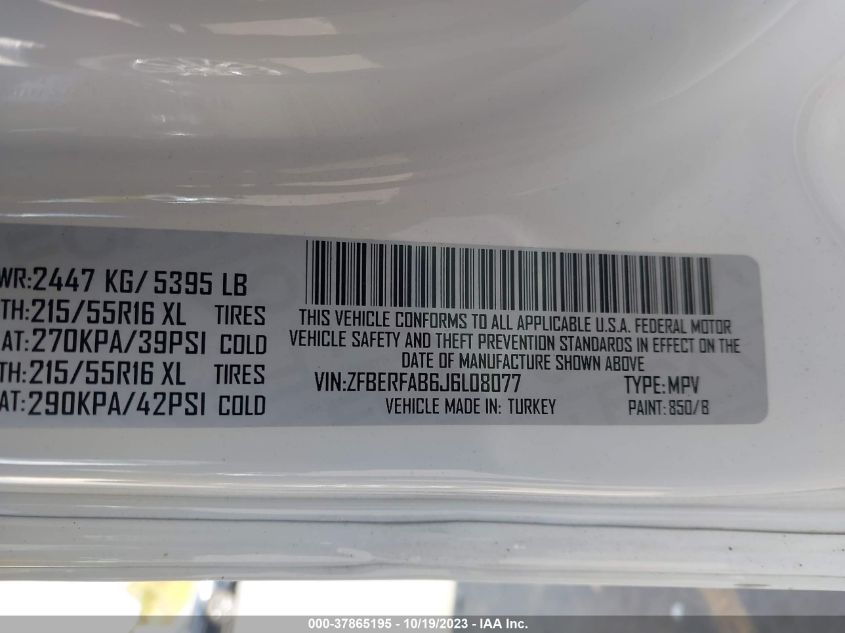 2018 RAM PROMASTER CITY TRADESMAN - ZFBERFAB6J6L08077