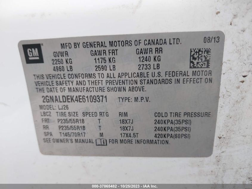 2014 CHEVROLET EQUINOX LTZ - 2GNALDEK4E6109371