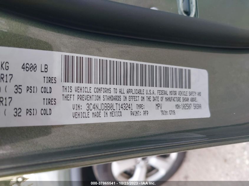 2020 JEEP COMPASS LATITUDE - 3C4NJDBB0LT143241