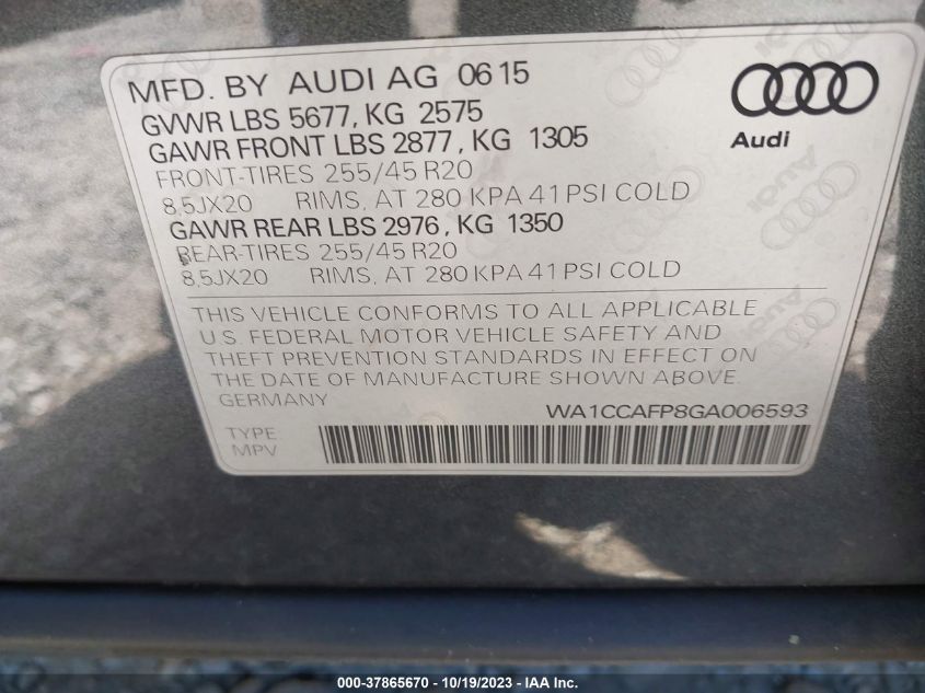 2016 AUDI SQ5 PREMIUM PLUS WA1CCAFP8GA006593