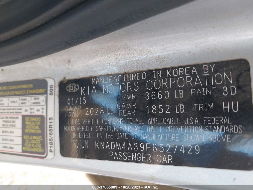 2015 KIA RIO LX - KNADM4A39F6527429