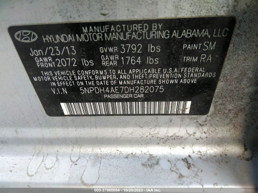 2013 HYUNDAI ELANTRA GLS/LIMITED - 5NPDH4AE7DH282075