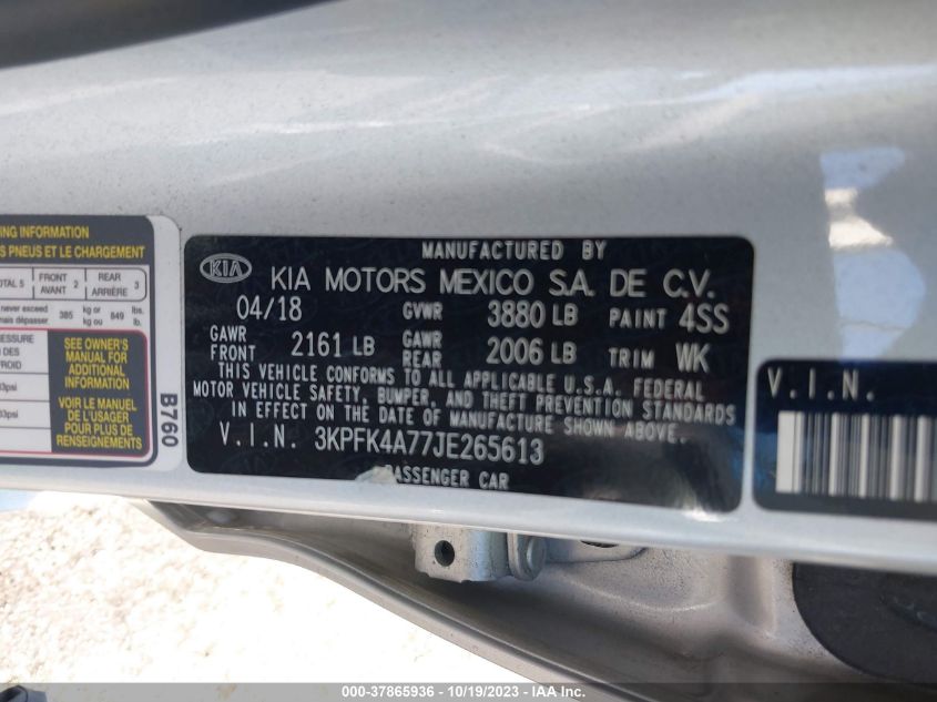 2018 KIA FORTE LX - 3KPFK4A77JE265613