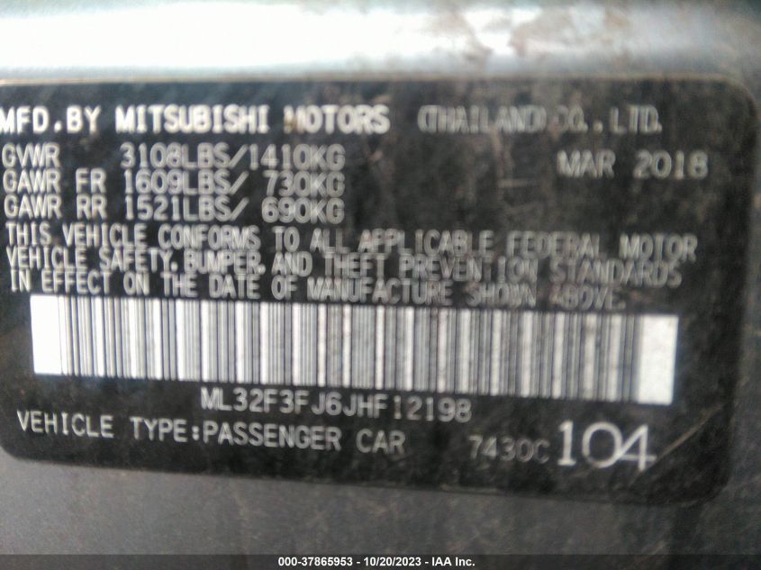 2018 MITSUBISHI MIRAGE G4 ES - ML32F3FJ6JHF12198