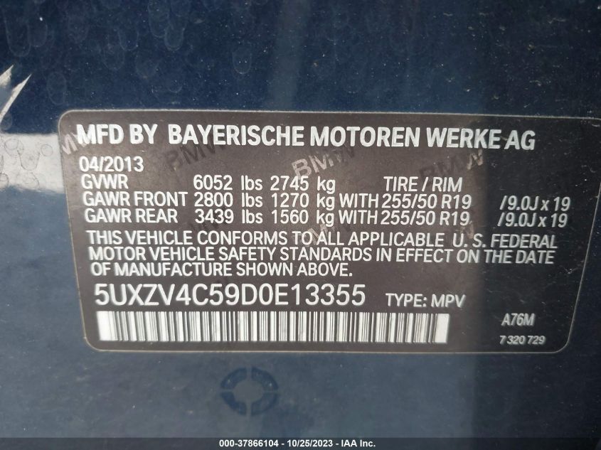 2013 BMW X5 XDRIVE35I - 5UXZV4C59D0E13355
