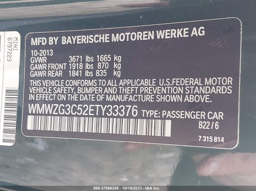 2014 MINI COOPER CLUBMAN S WMWZG3C52ETY33376