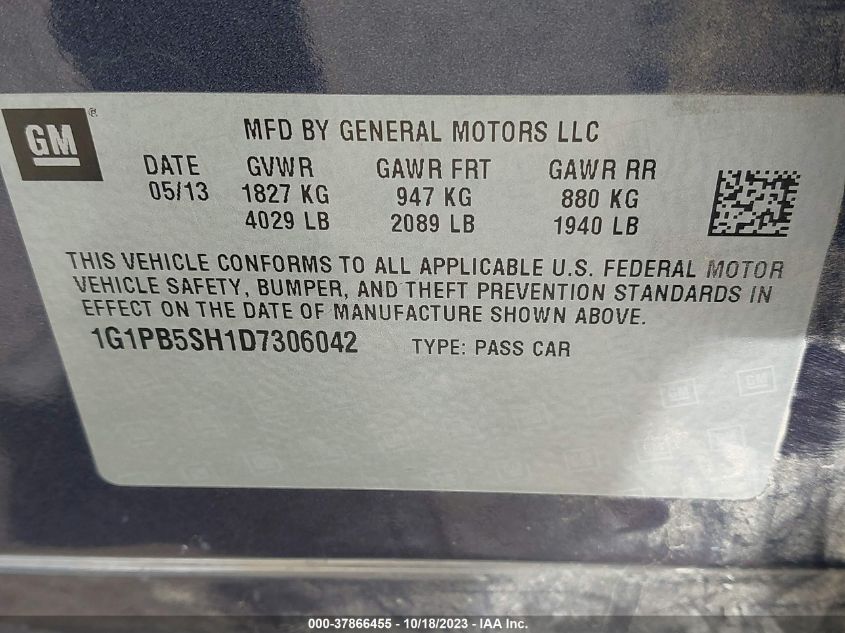 2013 CHEVROLET CRUZE LS - 1G1PB5SH1D7306042