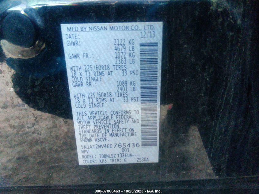 2014 NISSAN ROGUE SL - 5N1AT2MV4EC765436