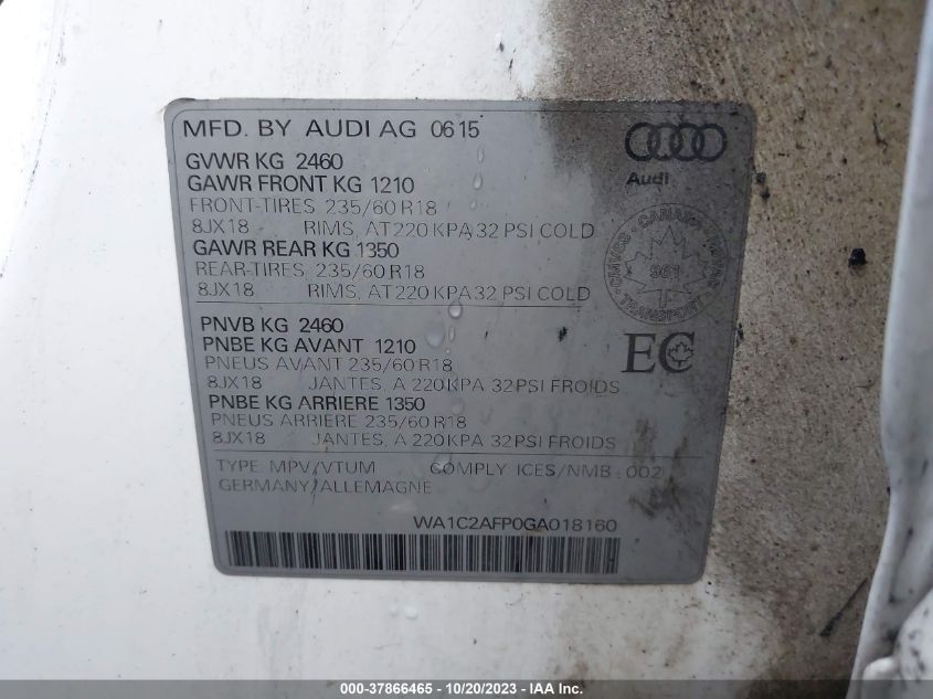 2016 AUDI Q5 PREMIUM - WA1C2AFP0GA018160